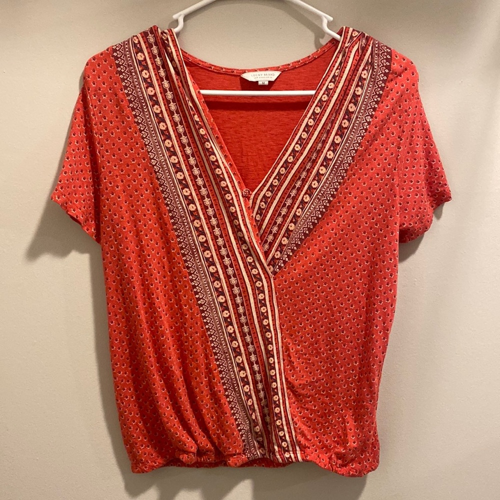 Coral pink lucky brand blouse